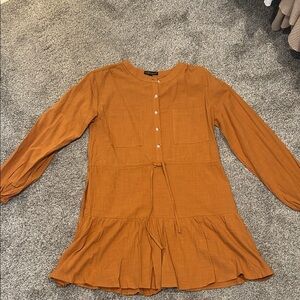 Wishlist Mustard Long Sleeve Button Front Mini Dress